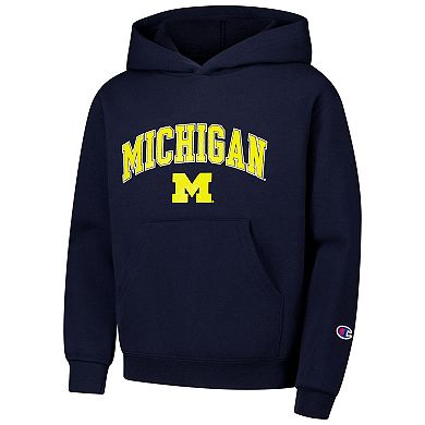 Youth Champion Navy Michigan Wolverines Campus Pullover Hoodie