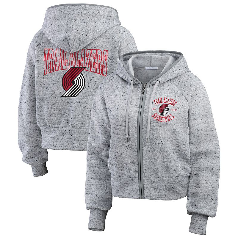 Women's WEAR by Erin Andrews Heather Gray Portland Trail Blazers Speckled Radiator Full-Zip Hoodie, Size: XS, Grey