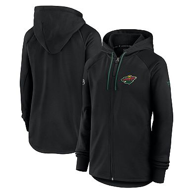 Women's Fanatics Black Minnesota Wild Authentic Pro Rink Fleece Full-Zip Jacket