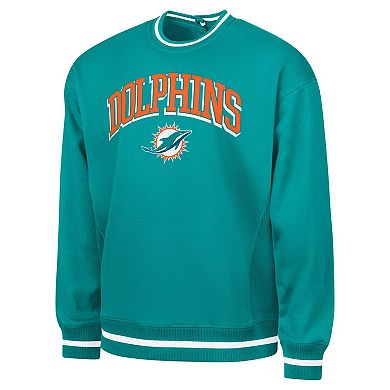 Men's G-III Sports by Carl Banks Aqua Miami Dolphins Adaptive Blocker Fleece Pullover Sweatshirt