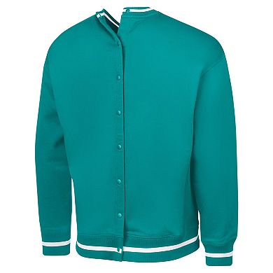 Men's G-III Sports by Carl Banks Aqua Miami Dolphins Adaptive Blocker Fleece Pullover Sweatshirt