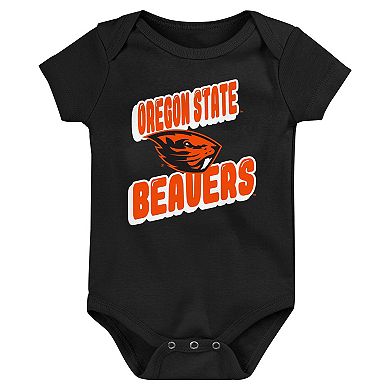 Newborn Black Oregon State Beavers Sunday Comics 3-Pack Bodysuit Set