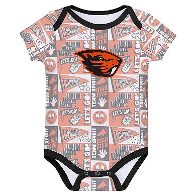 Newborn Black Oregon State Beavers Sunday Comics 3-Pack Bodysuit Set