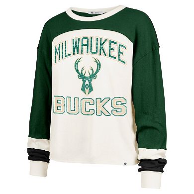Women's '47 Cream Milwaukee Bucks Curve Raglan Long Sleeve T-Shirt