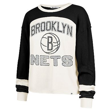Women's '47 Cream Brooklyn Nets Curve Raglan Long Sleeve T-Shirt