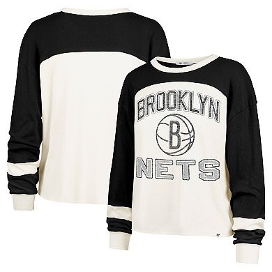 Women's '47 Cream Brooklyn Nets Curve Raglan Long Sleeve T-Shirt