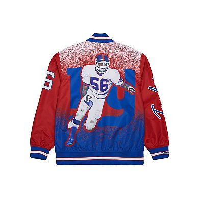 Men's Mitchell & Ness Lawrence Taylor Royal New York Giants Retired Player Graphic Full-Zip Satin Jacket