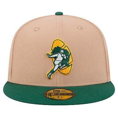 Men's New Era Tan Green Bay Packers Throwback Logo Main 59FIFTY Fitted Hat
