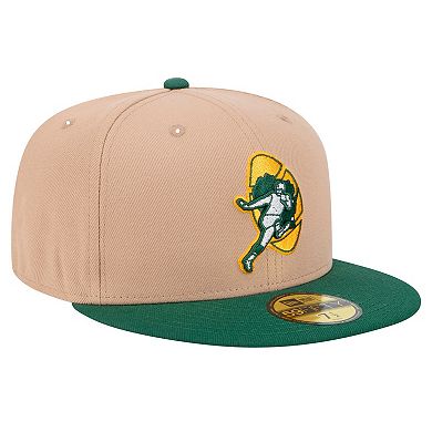 Men's New Era Tan Green Bay Packers Throwback Logo Main 59FIFTY Fitted Hat