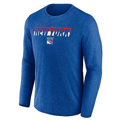 Men's Fanatics Heather Blue New York Rangers Transition Long Sleeve T-Shirt