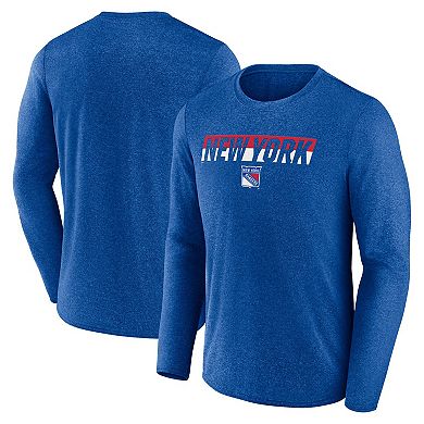 Men's Fanatics Heather Blue New York Rangers Transition Long Sleeve T-Shirt