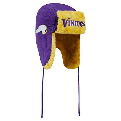 Men's New Era Purple Minnesota Vikings Helmet Head Trapper Knit Hat