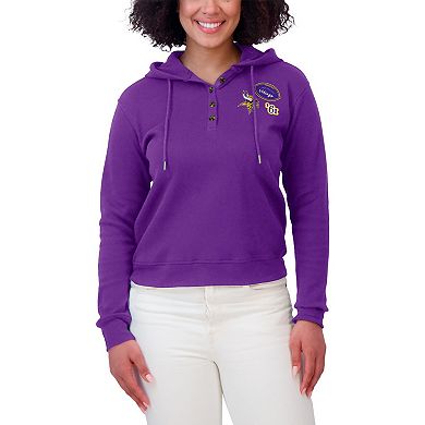 Women's WEAR by Erin Andrews Purple Minnesota Vikings Waffle Hoodie Pullover Top