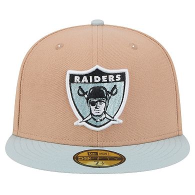 Men's New Era Tan Oakland Raiders Gridiron Classics Throwback Logo Main 59FIFTY Fitted Hat