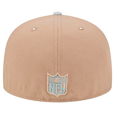 Men's New Era Tan Oakland Raiders Gridiron Classics Throwback Logo Main 59FIFTY Fitted Hat