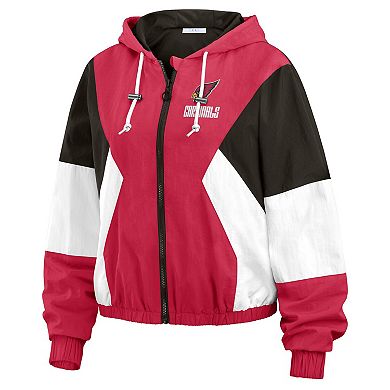 Women's WEAR by Erin Andrews Cardinal/Black Arizona Cardinals Plus Size Color Block Full-Zip Windbreaker Jacket