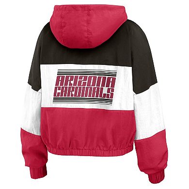 Women's WEAR by Erin Andrews Cardinal/Black Arizona Cardinals Plus Size Color Block Full-Zip Windbreaker Jacket