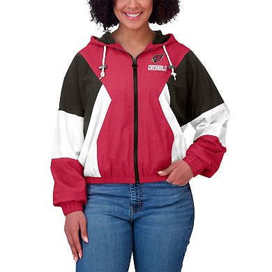 Women's WEAR by Erin Andrews Cardinal/Black Arizona Cardinals Plus Size Color Block Full-Zip Windbreaker Jacket