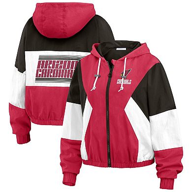 Women's WEAR by Erin Andrews Cardinal/Black Arizona Cardinals Plus Size Color Block Full-Zip Windbreaker Jacket