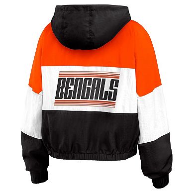 Women's WEAR by Erin Andrews Black Cincinnati Bengals Plus Size Color Block Full-Zip Windbreaker Jacket