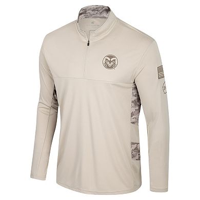Men's Colosseum Natural Colorado State Rams OHT Military Appreciation Quarter-Zip Jacket