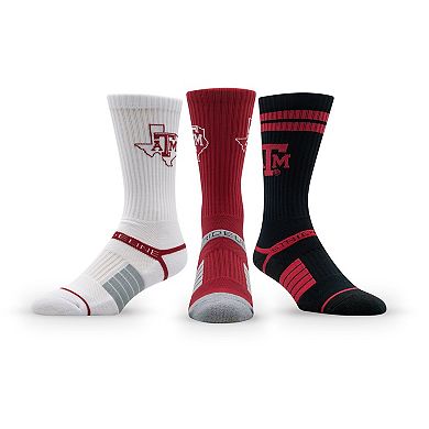 Unisex Strideline Texas A&M Aggies Premium Knit Crew Socks Three-Pack