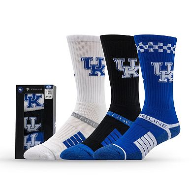 Unisex Strideline Kentucky Wildcats Premium Knit Crew Socks Three-Pack
