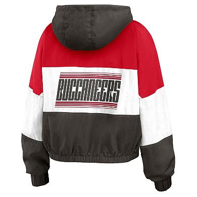 Women's WEAR by Erin Andrews Pewter/Red Tampa Bay Buccaneers Plus Size Color Block Full-Zip Windbreaker Jacket