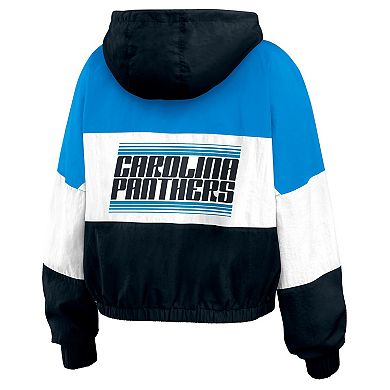 Women's WEAR by Erin Andrews Black Carolina Panthers Color Block Full-Zip Windbreaker Jacket