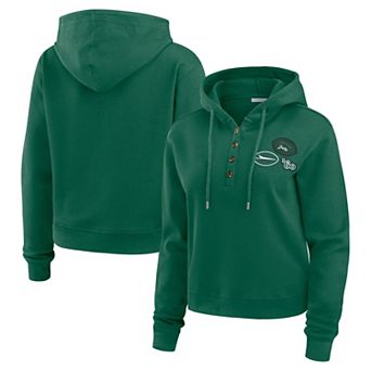 Women's WEAR by Erin Andrews Green New York Jets Waffle Hoodie Pullover Top