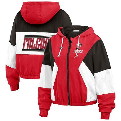 Women's WEAR by Erin Andrews Red Atlanta Falcons Color Block Full-Zip Windbreaker Jacket