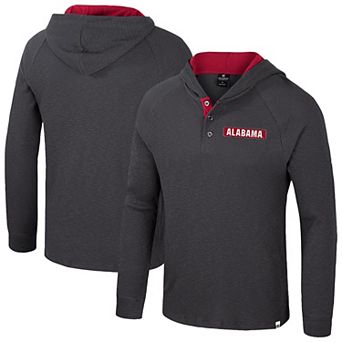 Men's Colosseum Gray Alabama Crimson Tide Dujour Ralgan Long Sleeve Henley Pullover Hoodie