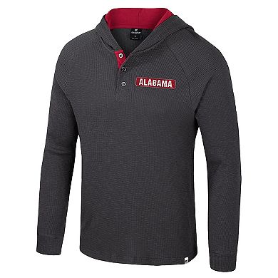 Men's Colosseum Gray Alabama Crimson Tide Dujour Ralgan Long Sleeve Henley Pullover Hoodie