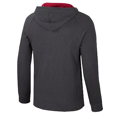 Men's Colosseum Gray Alabama Crimson Tide Dujour Ralgan Long Sleeve Henley Pullover Hoodie