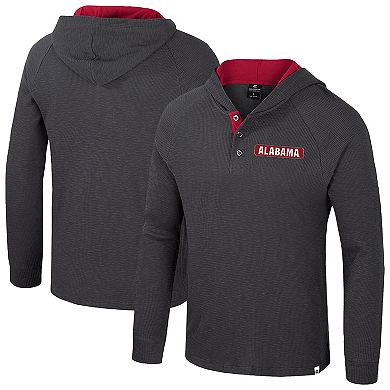 Men's Colosseum Gray Alabama Crimson Tide Dujour Ralgan Long Sleeve Henley Pullover Hoodie
