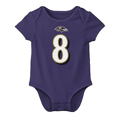 Newborn & Infant Nike Lamar Jackson Purple Baltimore Ravens Player Name & Number Bodysuit