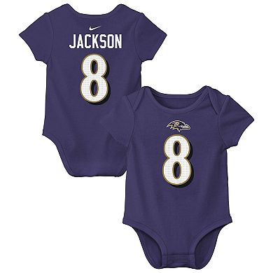 Newborn & Infant Nike Lamar Jackson Purple Baltimore Ravens Player Name & Number Bodysuit