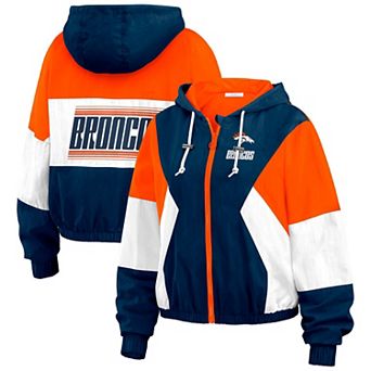 Women's WEAR by Erin Andrews Royal Denver Broncos Color Block Full-Zip Windbreaker Jacket