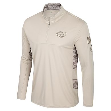 Men's Colosseum Natural Florida Gators OHT Military Appreciation Quarter-Zip Jacket