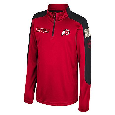 Youth Colosseum Red Utah Utes OHT Military Appreciation Cyclone Quarter-Zip Windshirt