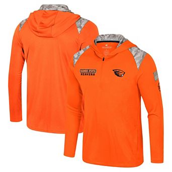 Men's Colosseum Orange Oregon State Beavers OHT Military Appreciation Quarter-Zip Hoodie Jacket