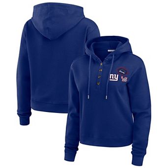 Women's WEAR by Erin Andrews Royal New York Giants Waffle Hoodie Pullover Top