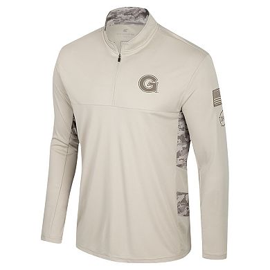 Men's Colosseum Natural Georgetown Hoyas OHT Military Appreciation Quarter-Zip Jacket