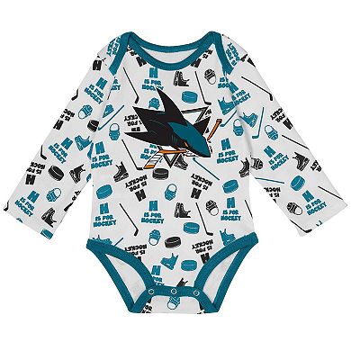 Infant White San Jose Sharks Quick Learner Long Sleeve Bodysuit