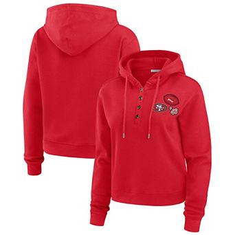Women's WEAR by Erin Andrews Scarlet San Francisco 49ers Waffle Hoodie Pullover Top