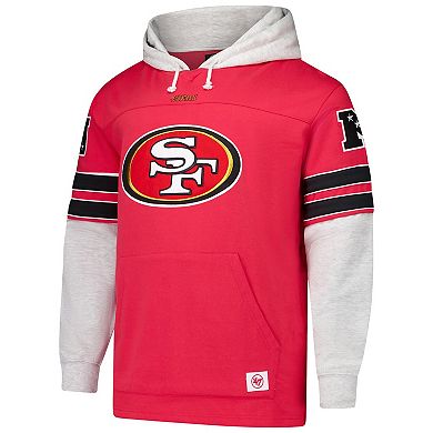 Men's '47 Scarlet San Francisco 49ers Big & Tall Lacer Pullover Hoodie
