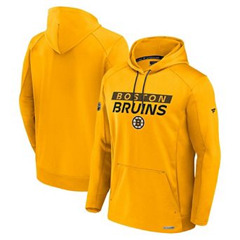 Men's Fanatics Gold Boston Bruins Authentic Pro Rink Fleece Pullover Hoodie