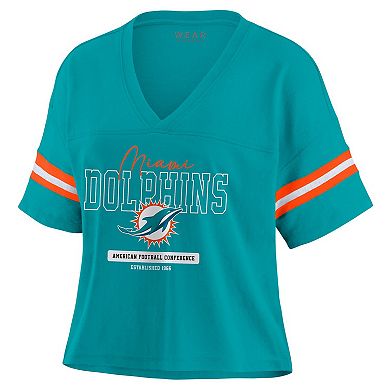 Women's WEAR by Erin Andrews Aqua Miami Dolphins Color Block Boxy ...