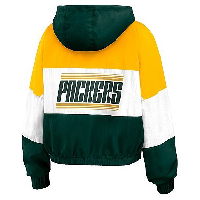Women's WEAR by Erin Andrews Green/Yellow Green Bay Packers Plus Size Color Block Full-Zip Windbreaker Jacket
