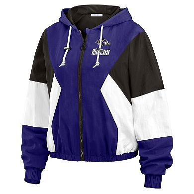 Women's WEAR by Erin Andrews Purple Baltimore Ravens Color Block Full-Zip Windbreaker Jacket